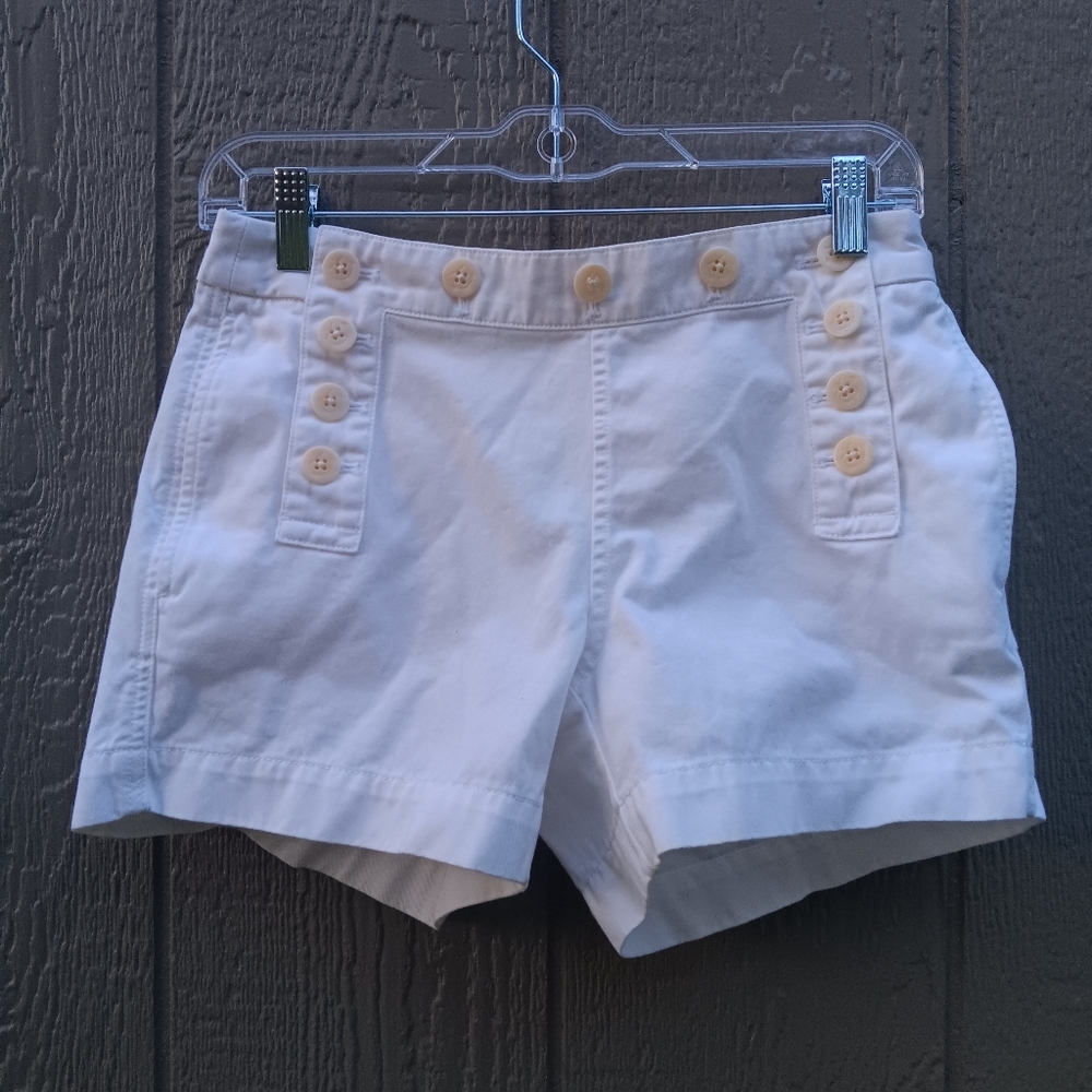 J. Crew Chino White Cotton Button Sailor Shorts Size 0